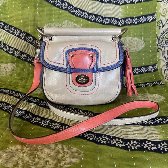 Coach Handbags - Coach Limited Edition Blue/ Pink/ Gray Mini Willis Legacy 21741 Crossbody Bag